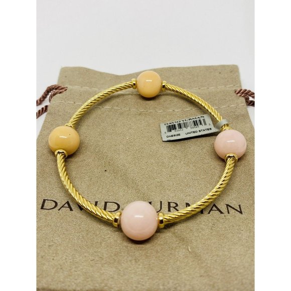 $3900 DAVID YURMAN NEW Mustique 4 Station Pink Opal Peach Moonstone 18K Gold - Picture 1 of 9